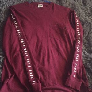 Victoria secret pink long sleeve burgundy shirt
